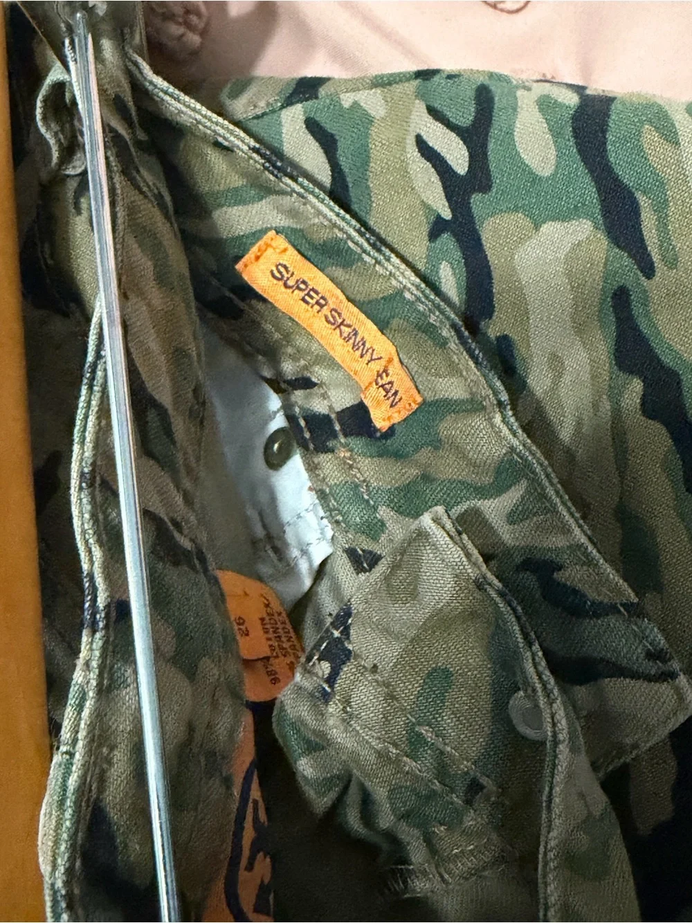 Tory Burch Skinny Camo Jeans in Olive and Black